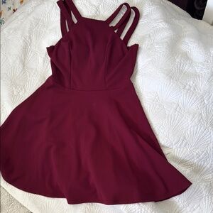B Darlin Wine Triple-Strap Mini Dress